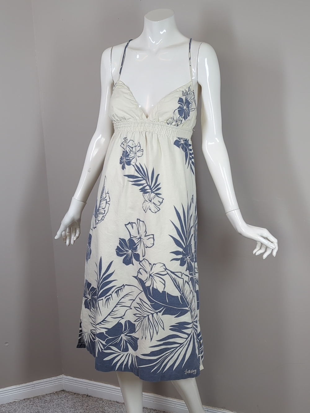 Y2K Billabong Dress Vacation Tropical Sexy Halter Dress Open Back